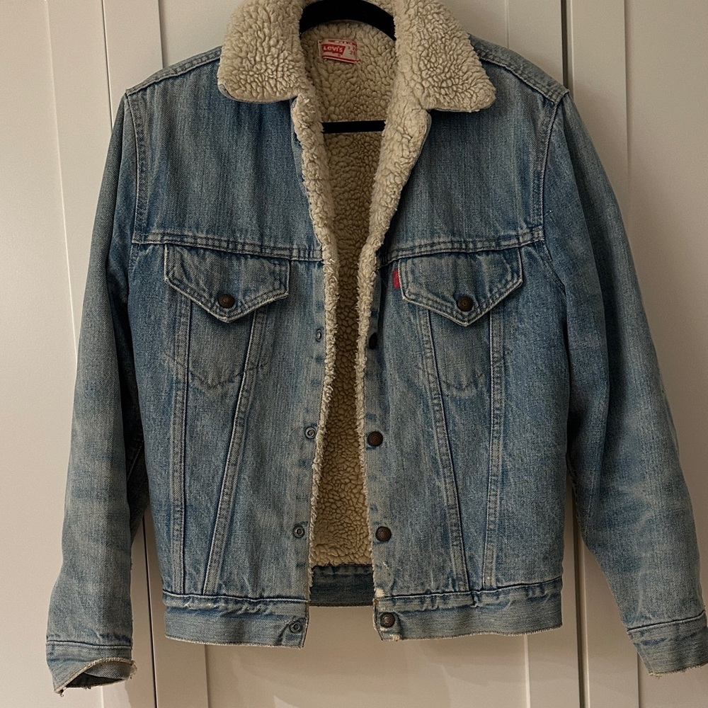 Levi's Light Blue Denim Sherpa Jacket with Cream Lining